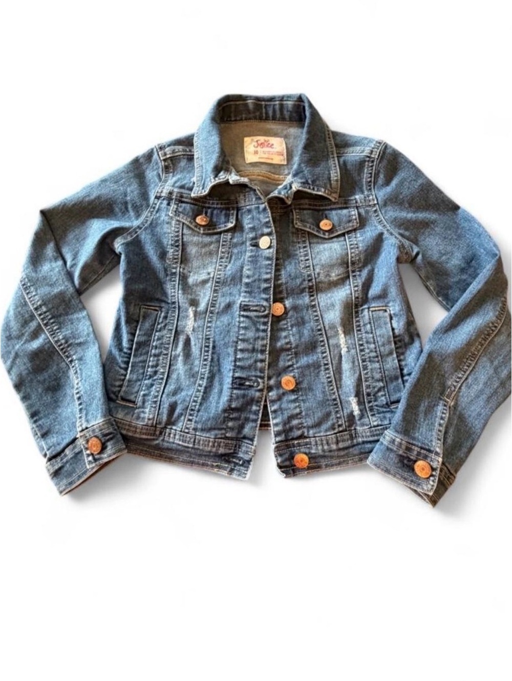 Justice Medium Blue Kids Denim Jacket with Copper Buttons